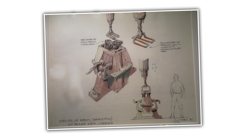 Pre-production drawing of droid-torturing rig